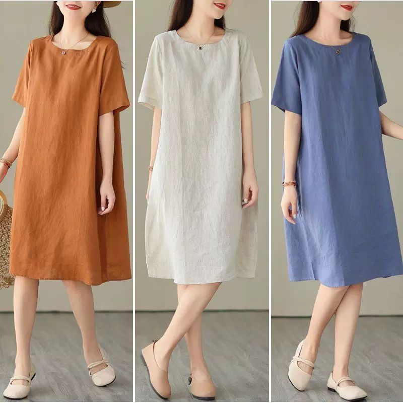 plus Size Cotton Linen Midi Dr - Linen Dress Wrap 리뷰 및 가격