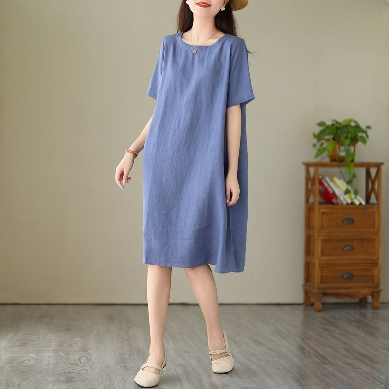 plus Size Cotton Linen Midi Dr - Linen Dress Wrap 리뷰 및 가격