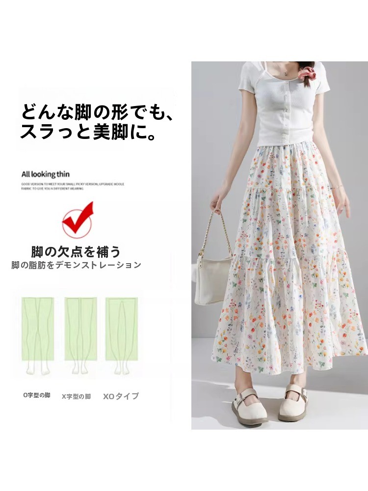plus Size Floral Print A-Line  - Midi Skirt Floral 리뷰 및 가격