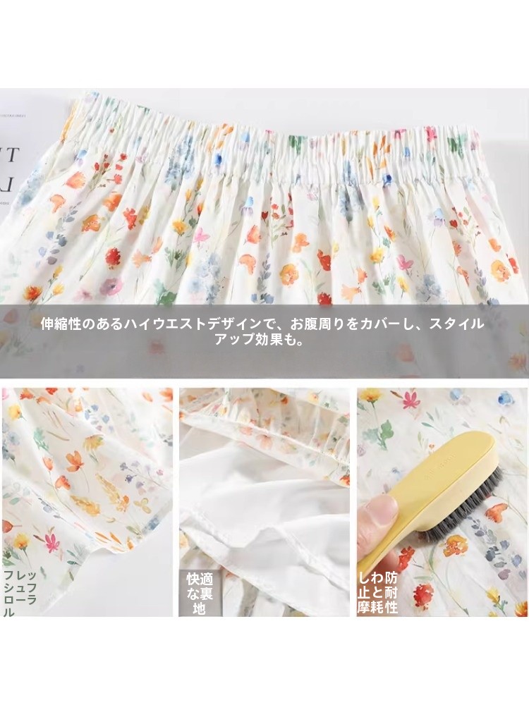 plus Size Floral Print A-Line  - Midi Skirt Floral 리뷰 및 가격