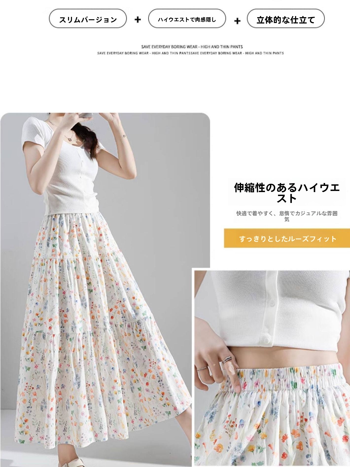 plus Size Floral Print A-Line  - Midi Skirt Floral 리뷰 및 가격