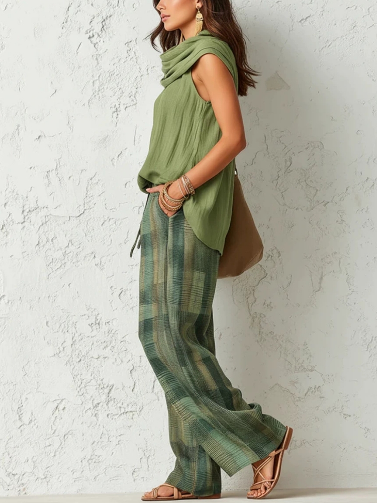 New Summer Women Pants 2 Piece - Linen Pant Wide 리뷰 및 가격