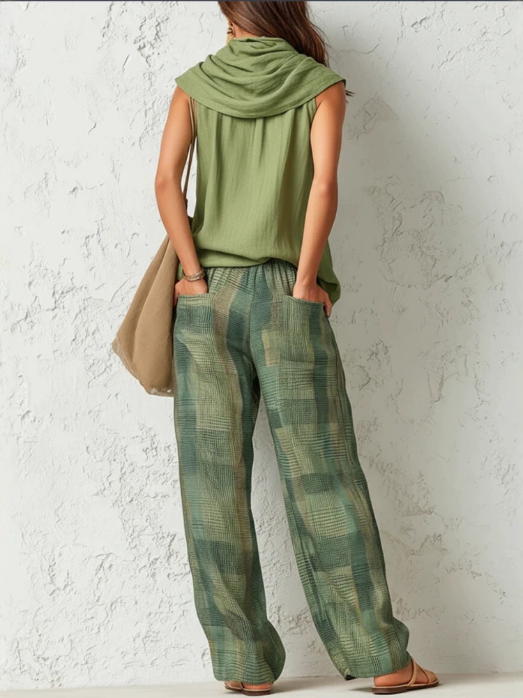 New Summer Women Pants 2 Piece - Linen Pant Wide 리뷰 및 가격