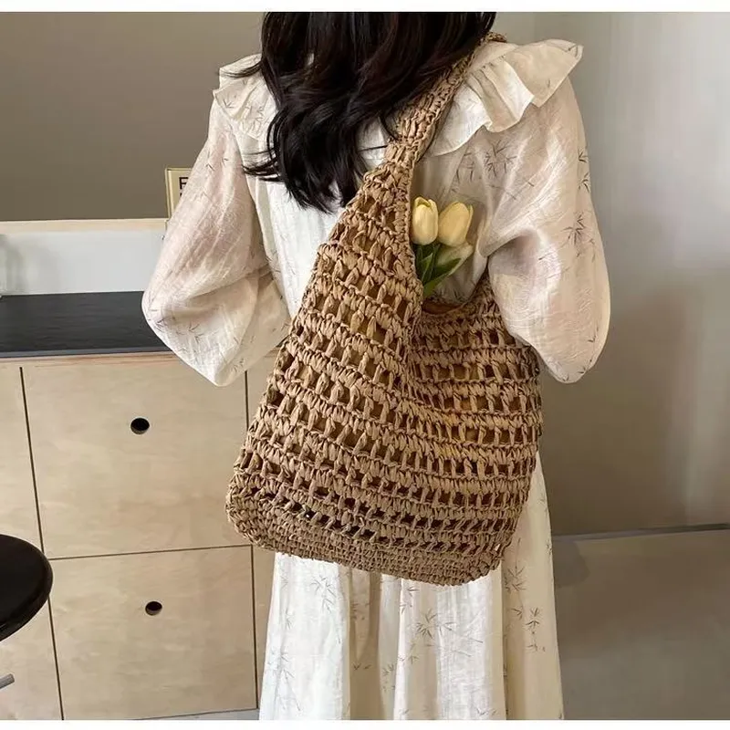 Hollow Woven Straw Tote Bag On - Tote Bag Beach 리뷰 및 가격