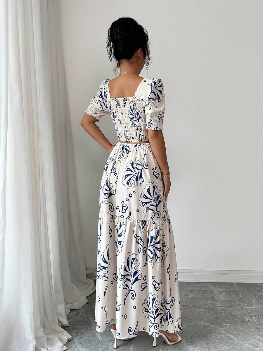 Floral Print Women 2Pcs Outfit - Romper Floral Print 리뷰 및 가격