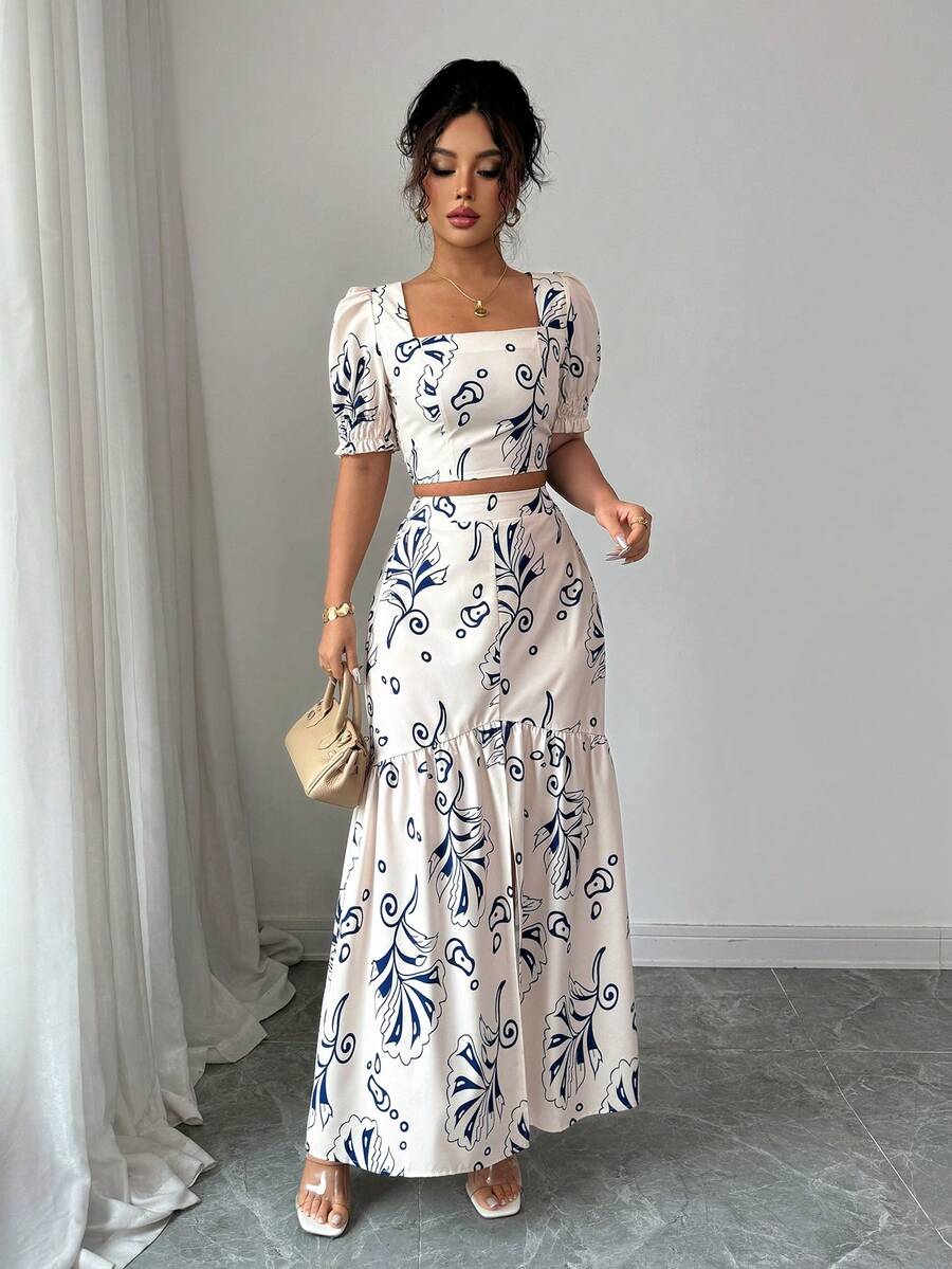 Floral Print Women 2Pcs Outfit - Romper Floral Print 리뷰 및 가격