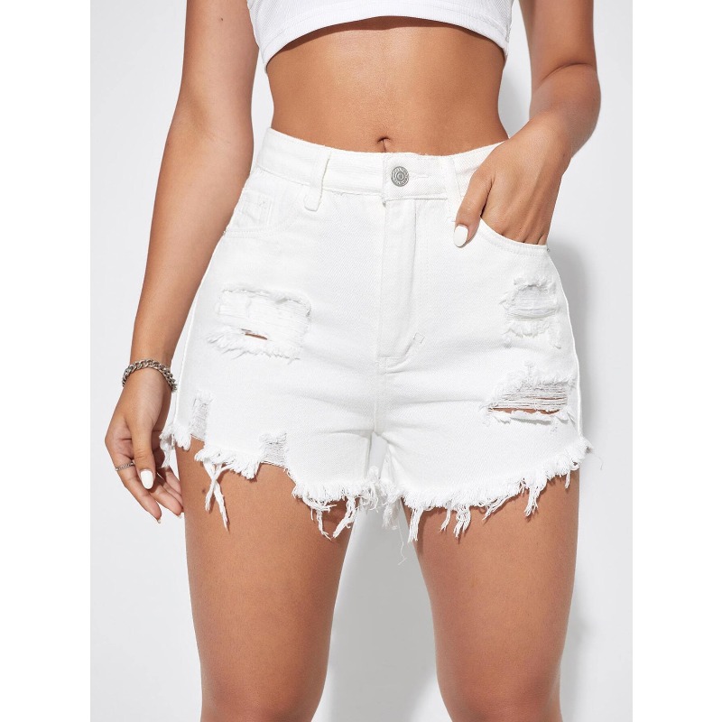 2026 Women's Pocketed Distress - Shorts Denim Frayed 리뷰 및 가격