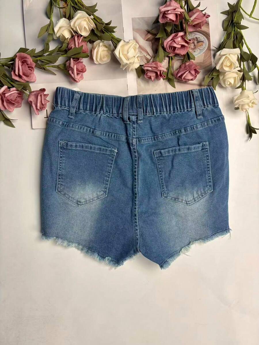 Womens Elastic Waist Frayed He - Shorts Denim Frayed 리뷰 및 가격