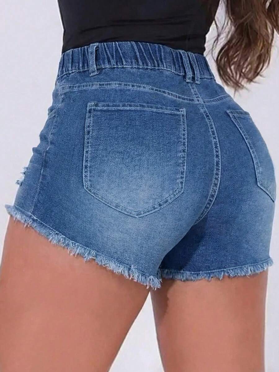 Womens Elastic Waist Frayed He - Shorts Denim Frayed 리뷰 및 가격