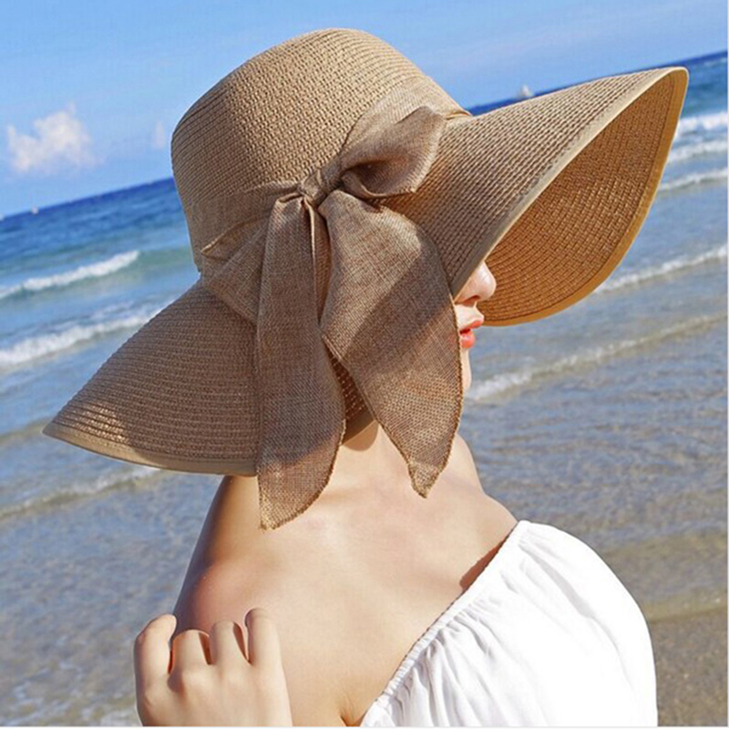 Summer Women Straw Hat Bowknot - Hat Floppy Wide 리뷰 및 가격
