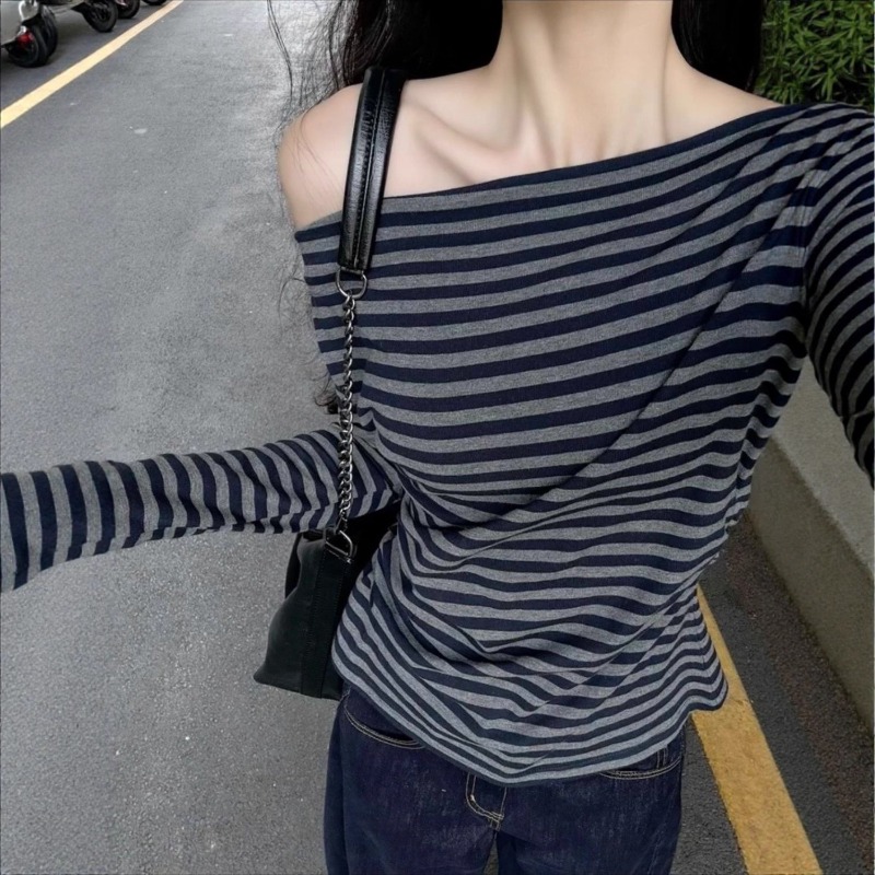 Women Vintage Striped Off Shou - Blouse Off Shoulder 리뷰 및 가격