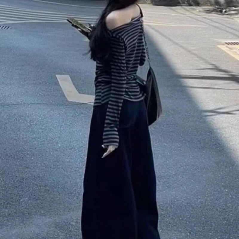 Women Vintage Striped Off Shou - Blouse Off Shoulder 리뷰 및 가격