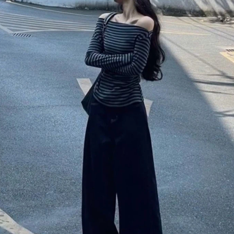 Women Vintage Striped Off Shou - Blouse Off Shoulder 리뷰 및 가격