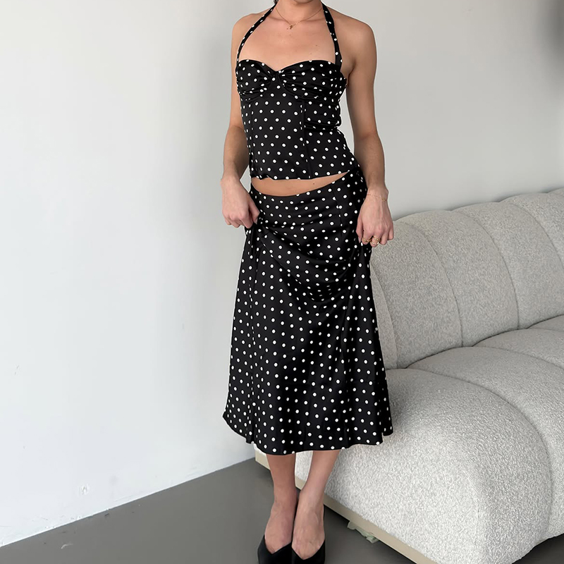 Two Piece Set Polka Dot Skirts - Crop Top Crochet 리뷰 및 가격