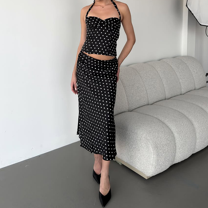 Two Piece Set Polka Dot Skirts - Crop Top Crochet 리뷰 및 가격