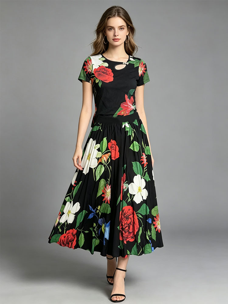 Retro summer new two-piece T-s - Romper Floral Print 리뷰 및 가격