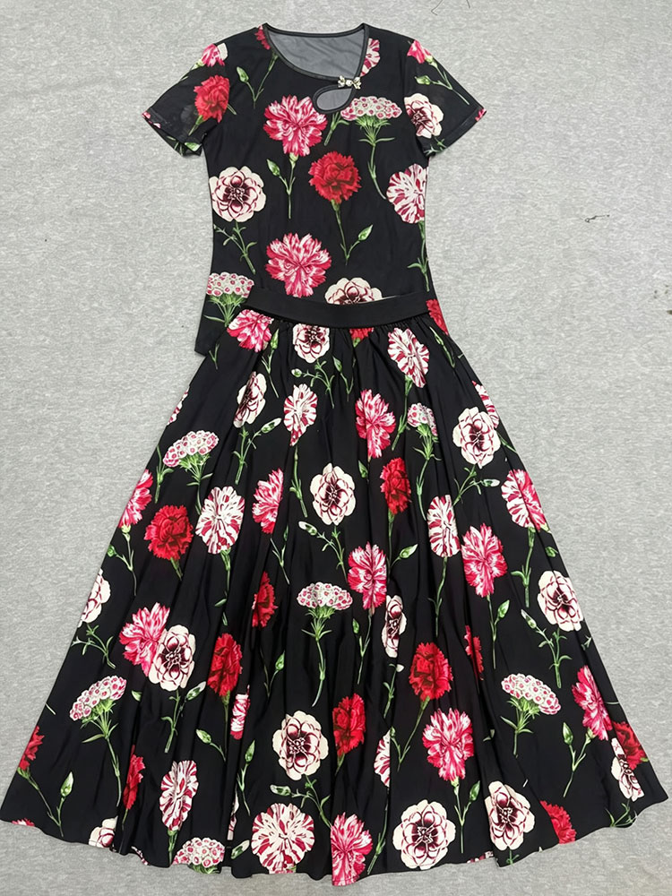 Retro summer new two-piece T-s - Romper Floral Print 리뷰 및 가격