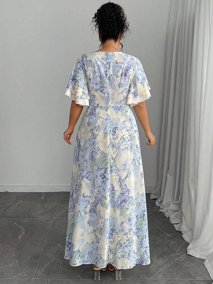 Plus Size Floral Print Square  - Romper Floral Print 리뷰 및 가격