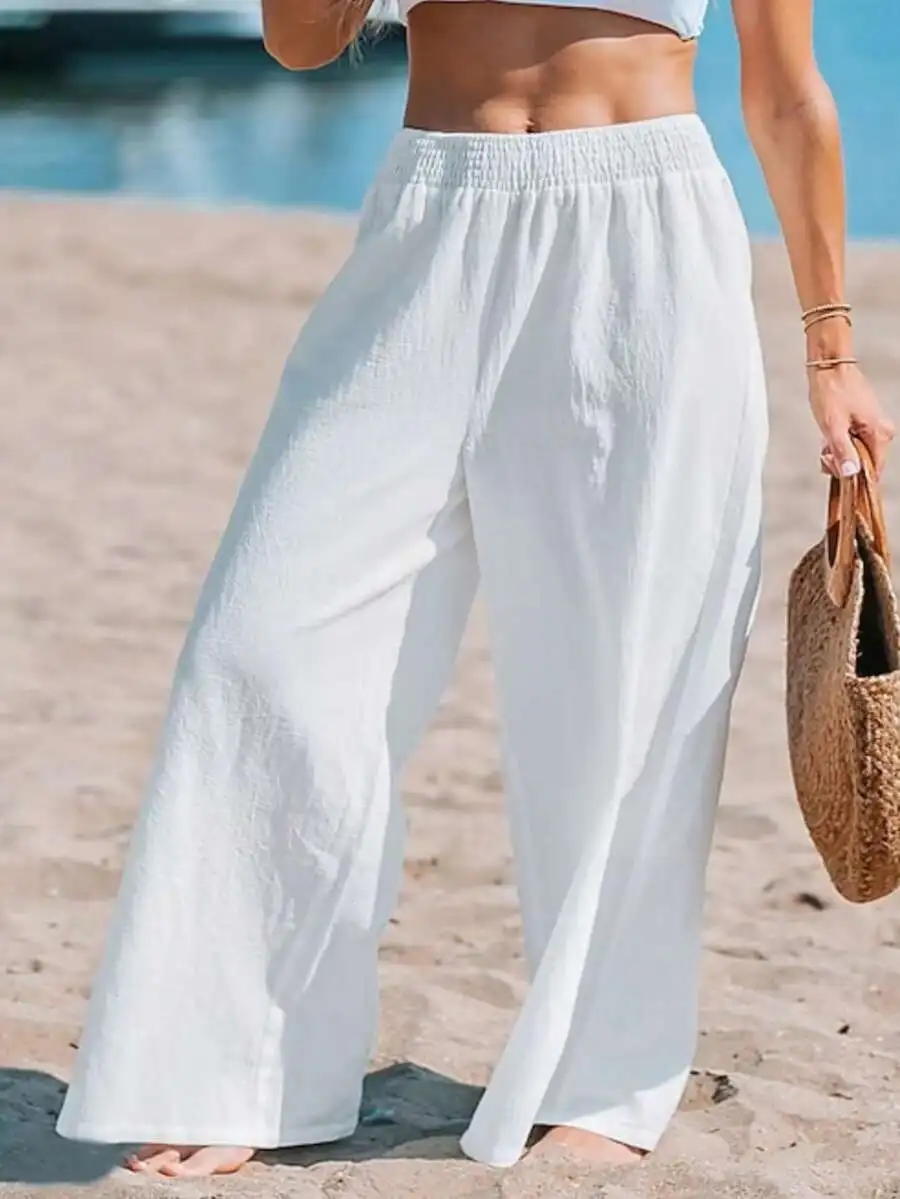 Women High Waist Loose Wide Le - Linen Pant Wide 리뷰 및 가격