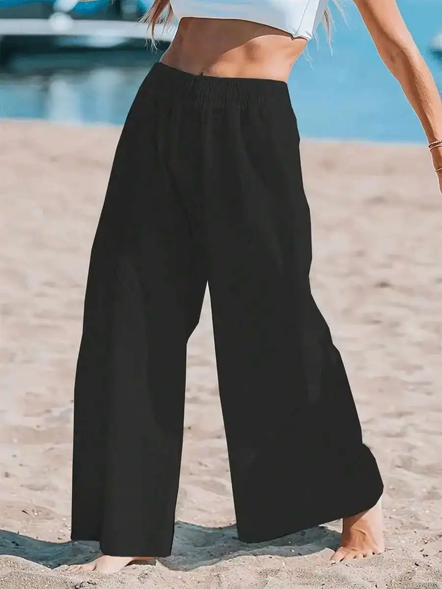 Women High Waist Loose Wide Le - Linen Pant Wide 리뷰 및 가격