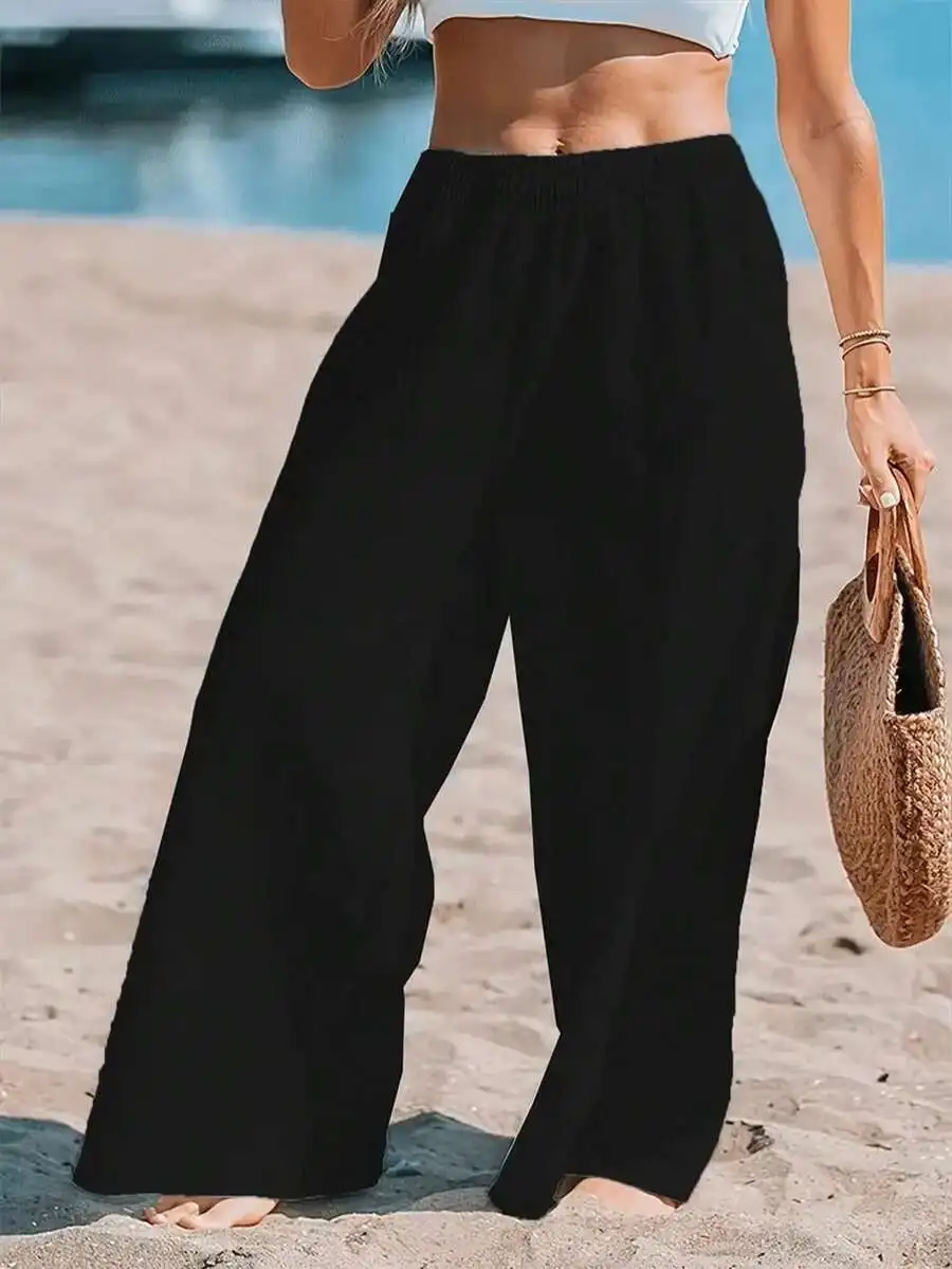 Women High Waist Loose Wide Le - Linen Pant Wide 리뷰 및 가격