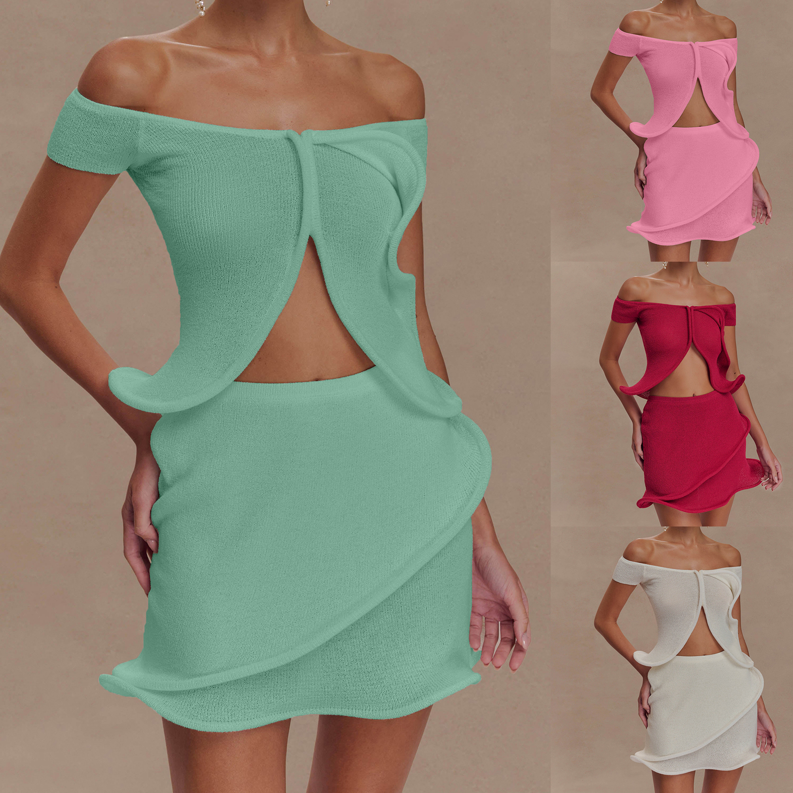 Women Skirt Set Off-Shoulder S - Crop Top Crochet 리뷰 및 가격
