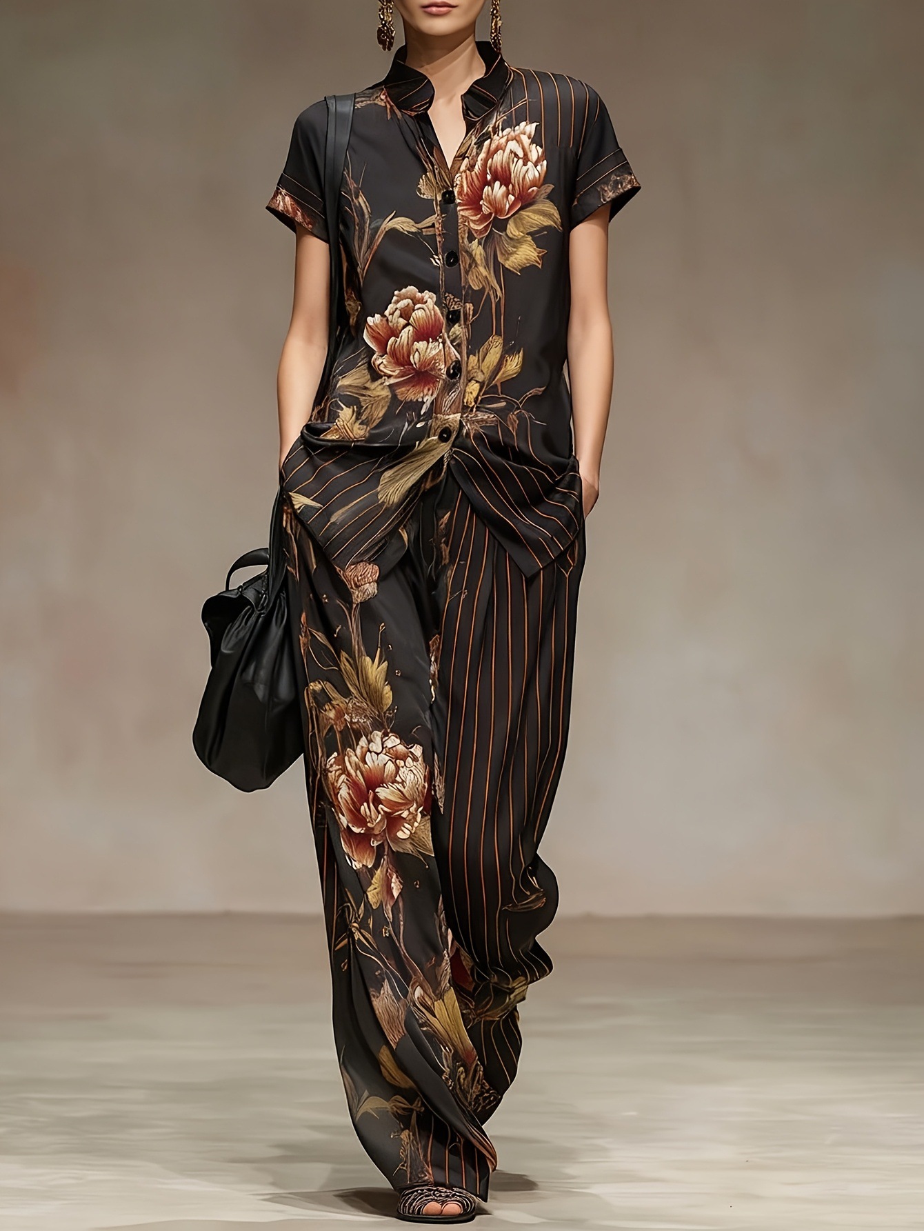 Chiffon Women Summer 2PCS Matc - Romper Floral Print 리뷰 및 가격