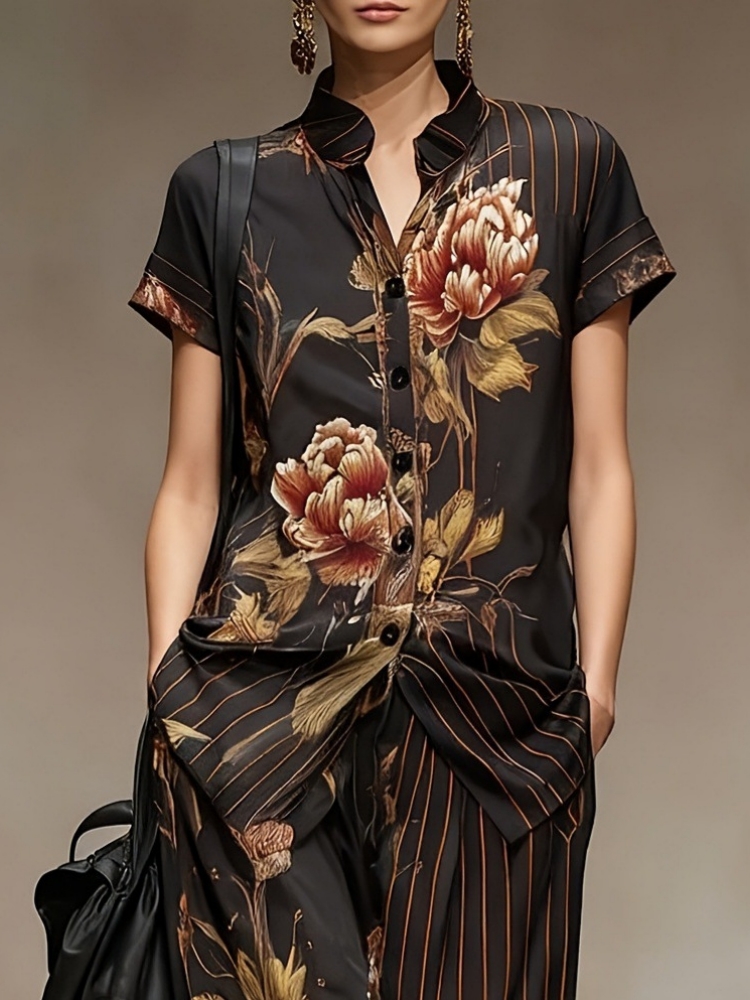 Chiffon Women Summer 2PCS Matc - Romper Floral Print 리뷰 및 가격