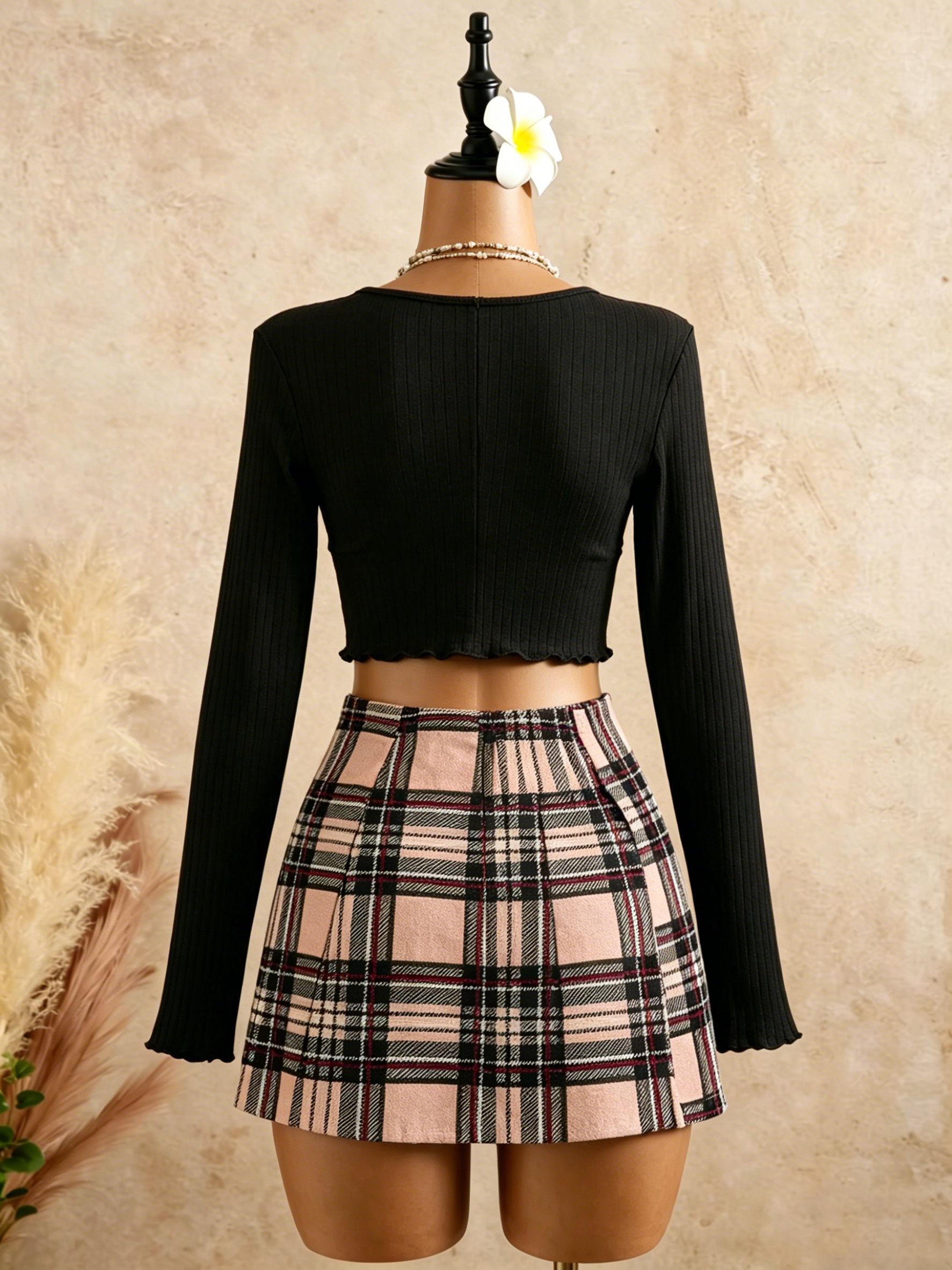 Women Black Wrap V Neck Ruffle - Crop Top Crochet 리뷰 및 가격