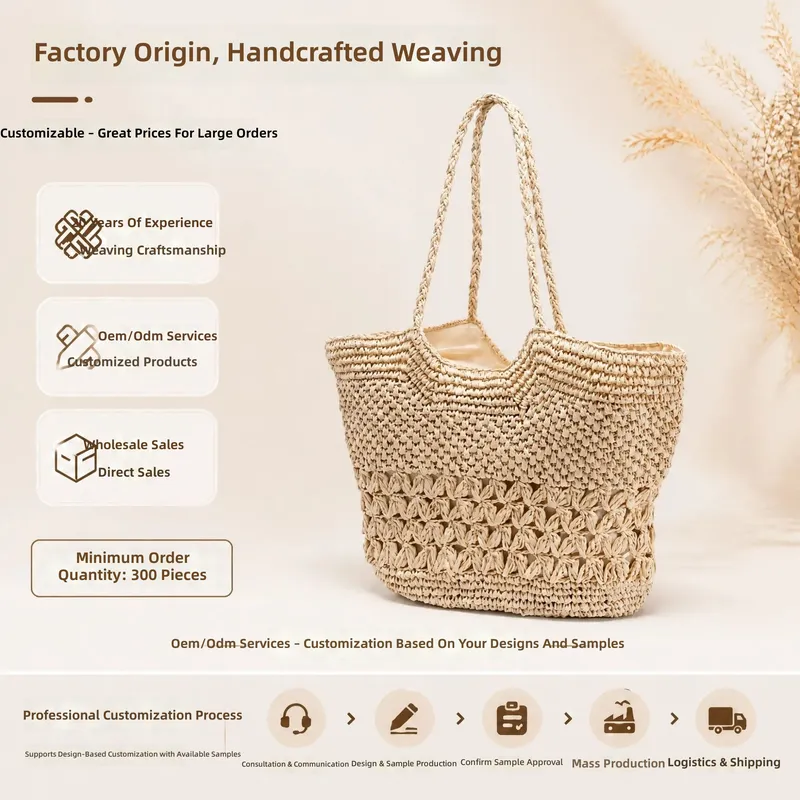 Hollow Woven Paper Rope Straw  - Tote Bag Beach 리뷰 및 가격