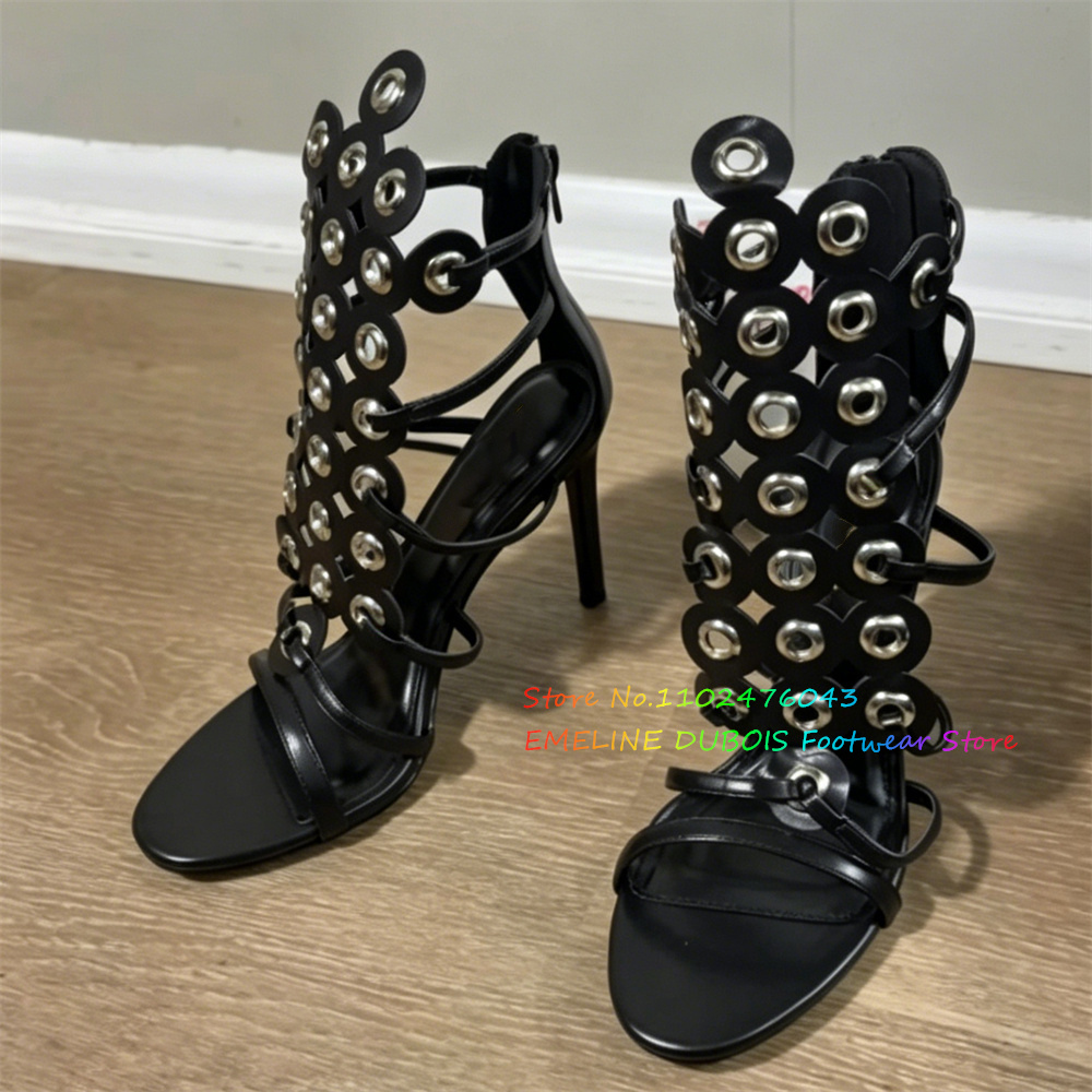 Gold Metal Circle Decor High H - Sandal Strappy Heeled 리뷰 및 가격