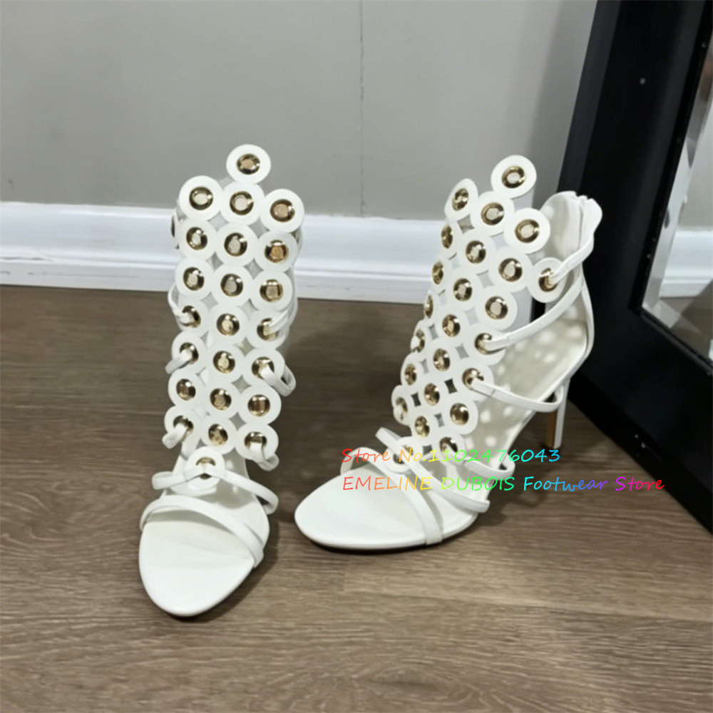Gold Metal Circle Decor High H - Sandal Strappy Heeled 리뷰 및 가격