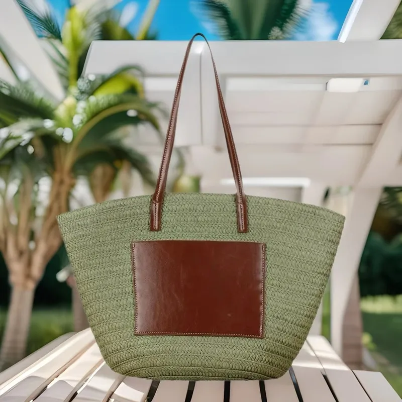 Straw hand-woven tote bag larg - Tote Bag Beach 리뷰 및 가격