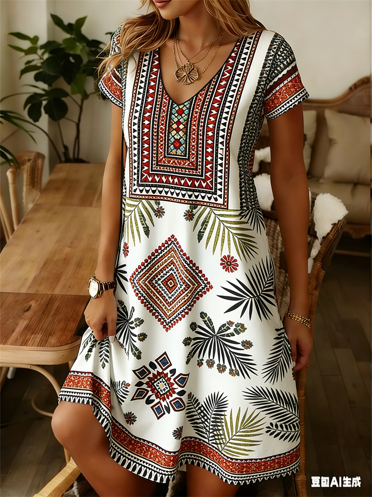 Ethnic Style Women Dress Summe - Romper Floral Print 리뷰 및 가격
