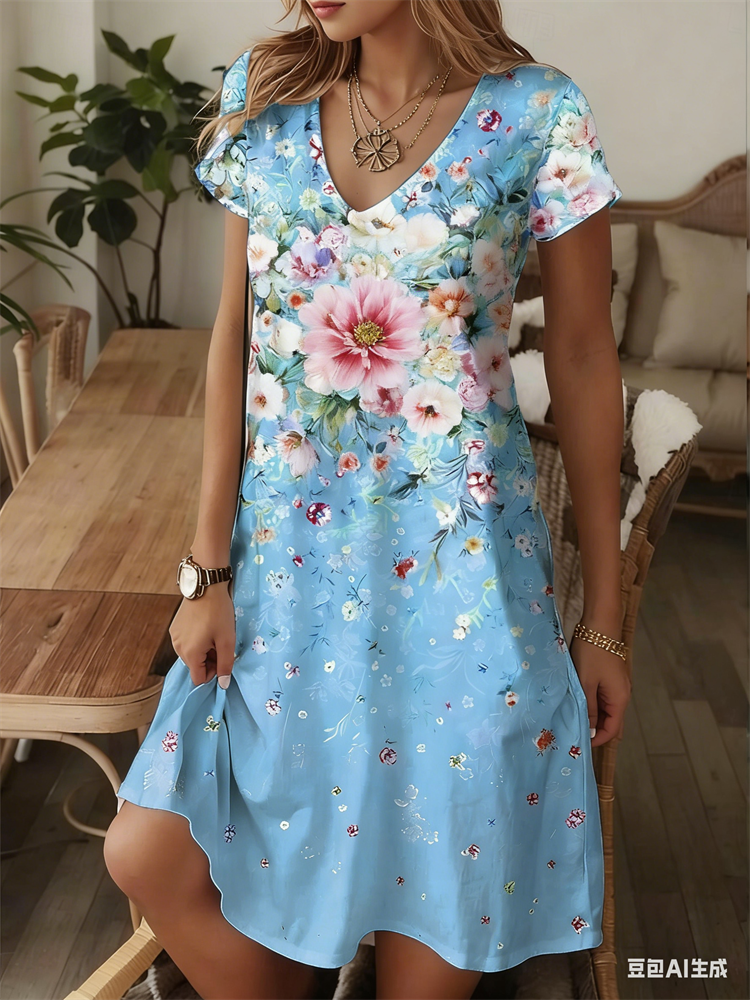 Ethnic Style Women Dress Summe - Romper Floral Print 리뷰 및 가격