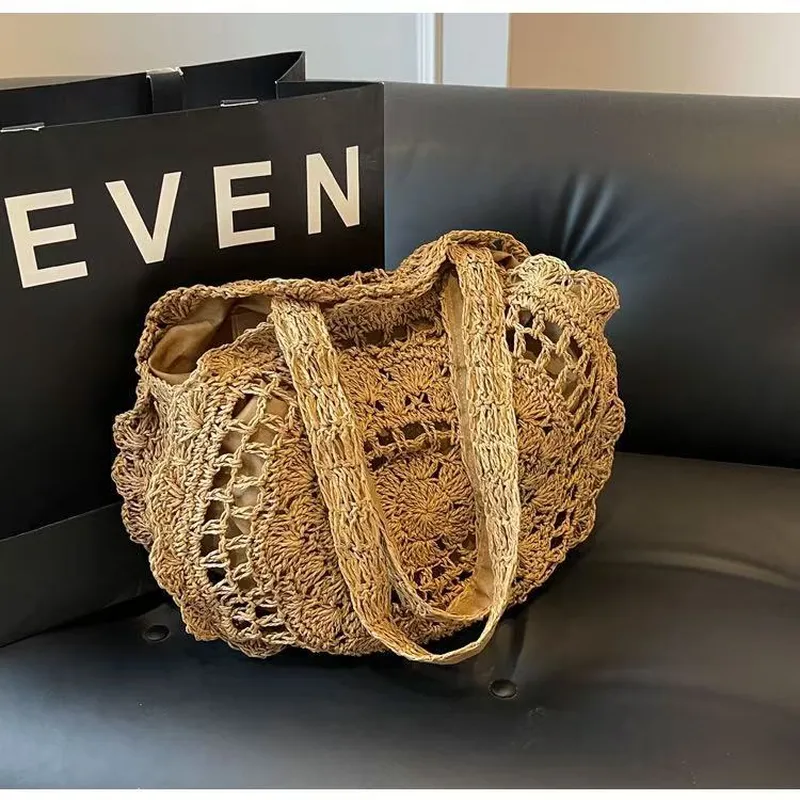 Hand-woven paper rope tote bag - Tote Bag Beach 리뷰 및 가격