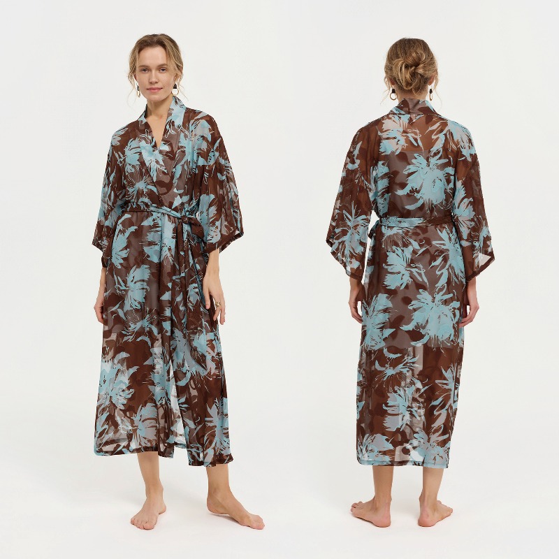 Women Black White Ink Floral S - Kimono Sheer Floral 리뷰 및 가격