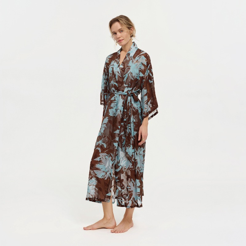 Women Black White Ink Floral S - Kimono Sheer Floral 리뷰 및 가격